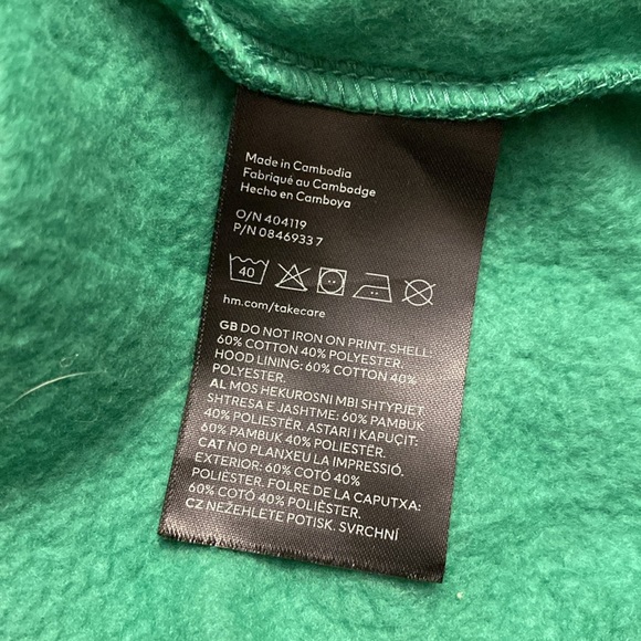 H&M bra is and butt-head green regular fit sweatshirt hoodie kangaroo pocket - Picture 10 of 14